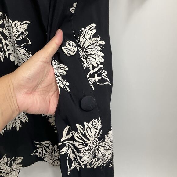 Vintage PAT ARGENTI Floral Black Long Sleeve Dress New with Tag Hawaiian Aloha - Picture 7 of 13